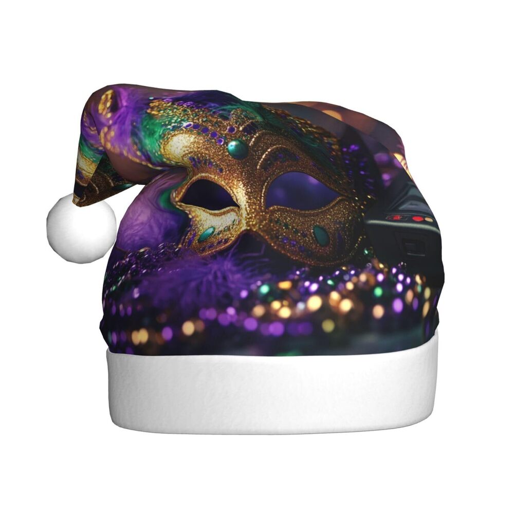7377 Mardi Gras Masks Christmas Hat, Xmas Holiday Hat, Christmas New Year